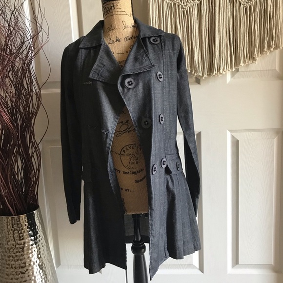 Missbella Jackets & Blazers - Tailored Denim Trench Coat in Dark Blue